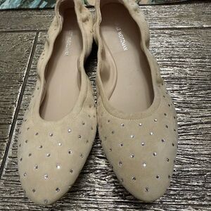 Stuart Weitzman Bling Embellished Suede Ballet Flats Size 8 NWT